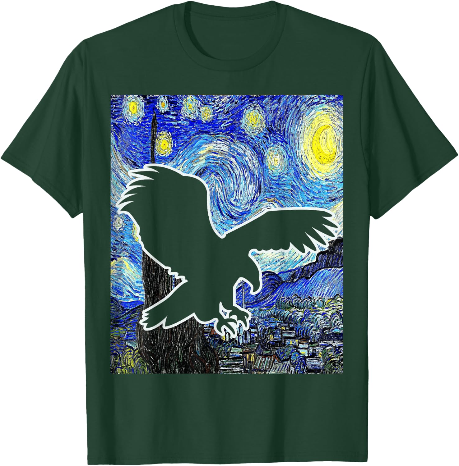 Eagle Starry Night Eagle Lover Van Gogh Eagle Birdwatching T-Shirt - T-Shirt | Forest