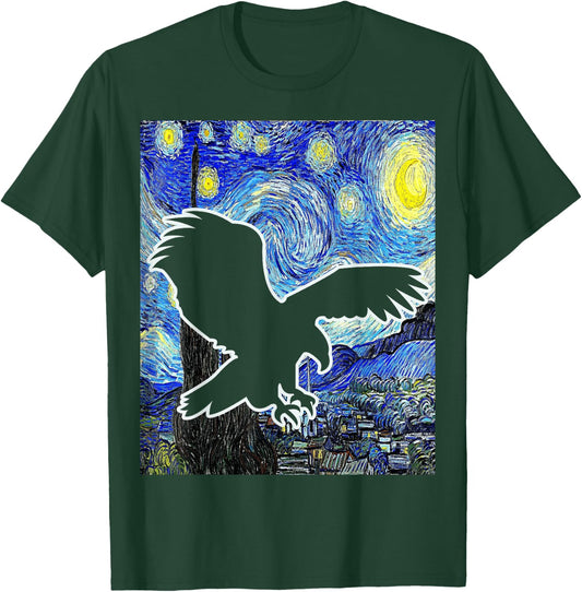 Eagle Starry Night Eagle Lover Van Gogh Eagle Birdwatching T-Shirt - T-Shirt | Forest