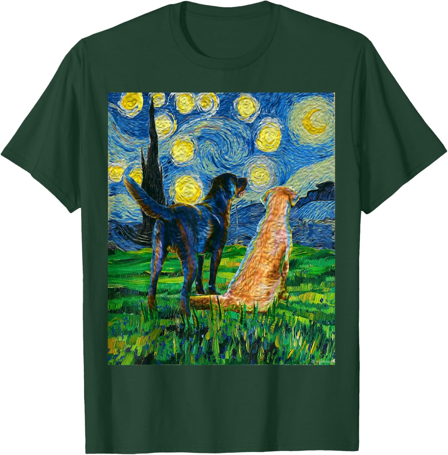 Gift Labrador Retriever Owner Dog Lover Art Van Gogh Women T-Shirt - T-Shirt | Forest