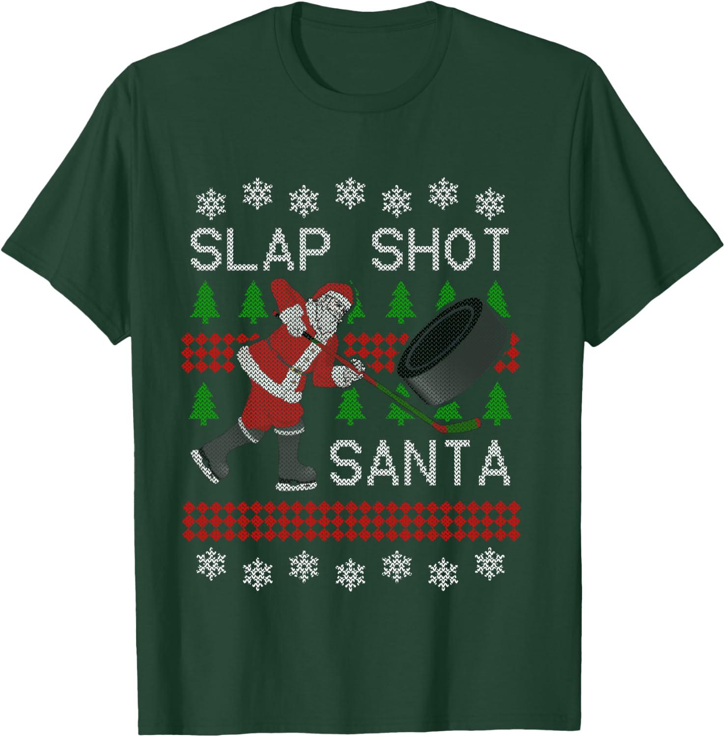 Funny Santa Hockey Ugly Christmas Sweater - Santa T-Shirt - T-Shirt | Forest