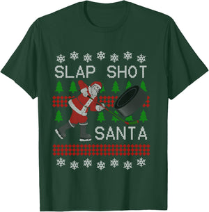 Funny Santa Hockey Ugly Christmas Sweater - Santa T-Shirt - T-Shirt | Forest