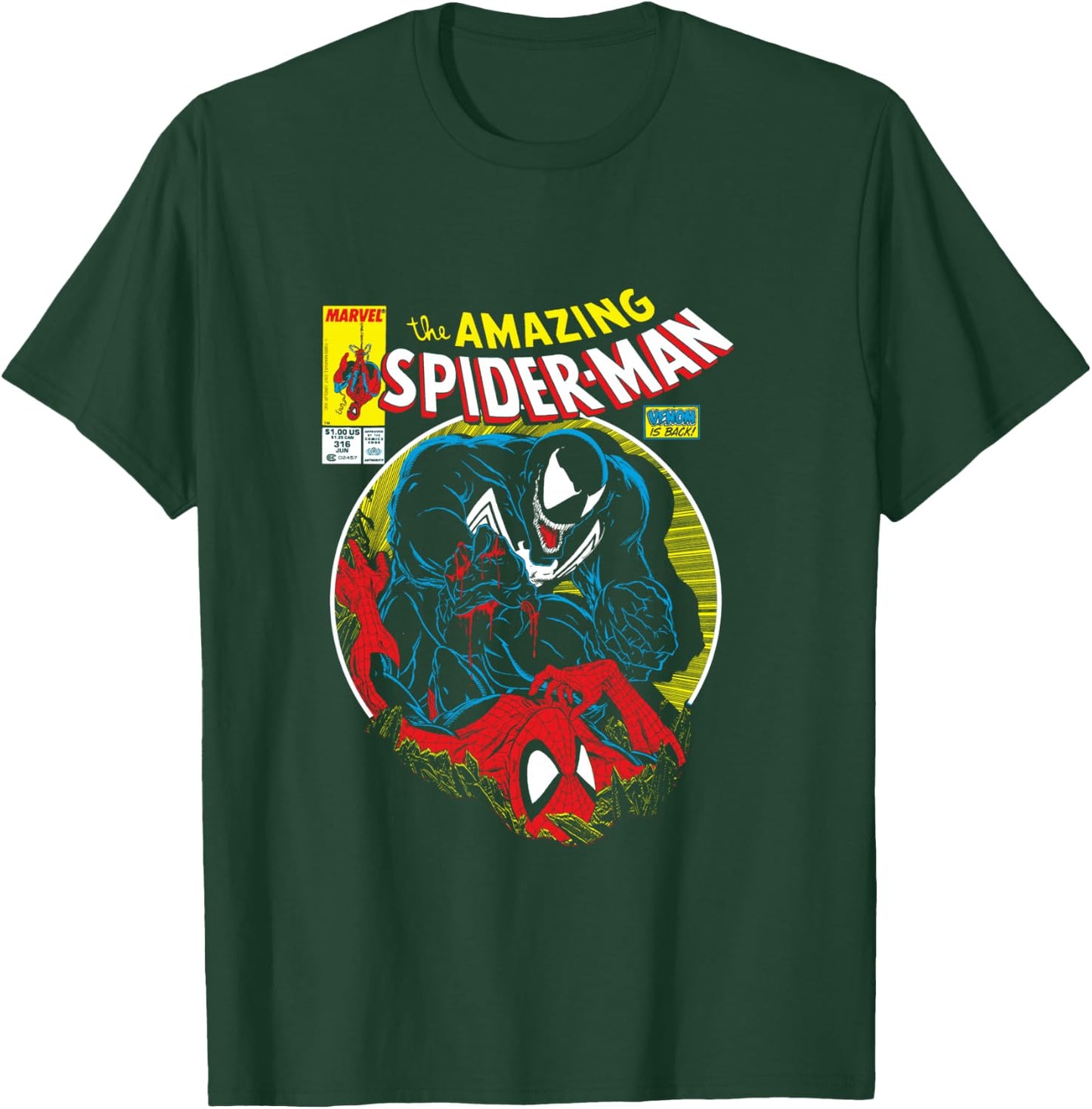 Marvel Spider-Man VS Venom Bloody Battle Comic Cover T-Shirt - T-Shirt | Forest