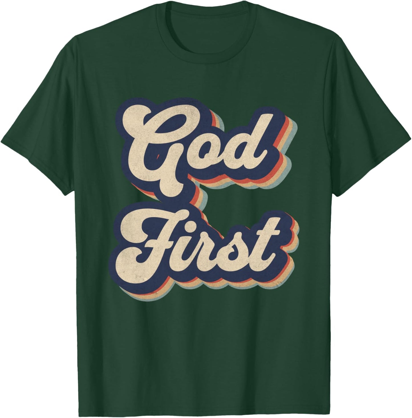 God First Retro Religious Christian Design T-Shirt - T-Shirt | Forest