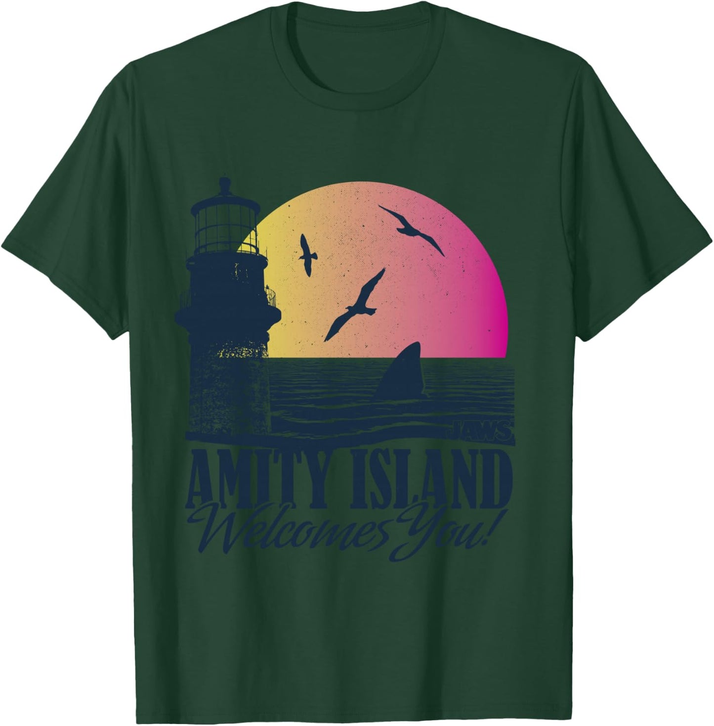 Jaws Amity Island Welcomes You Sunset T-Shirt - T-Shirt | Forest