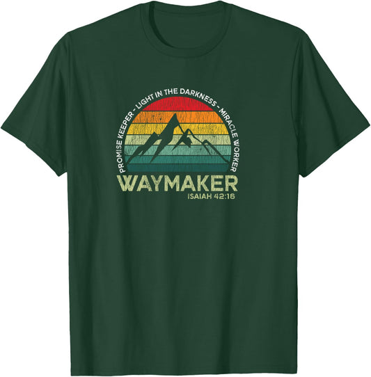 Vintage Waymaker Promise Keeper Miracle Worker Christian T-Shirt - T-Shirt | Forest