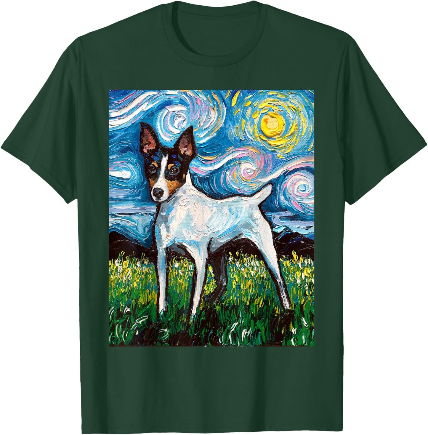 Aja Dog Toy Fox Terrier Starry Night Rat Terrier T-Shirt - T-Shirt | Forest