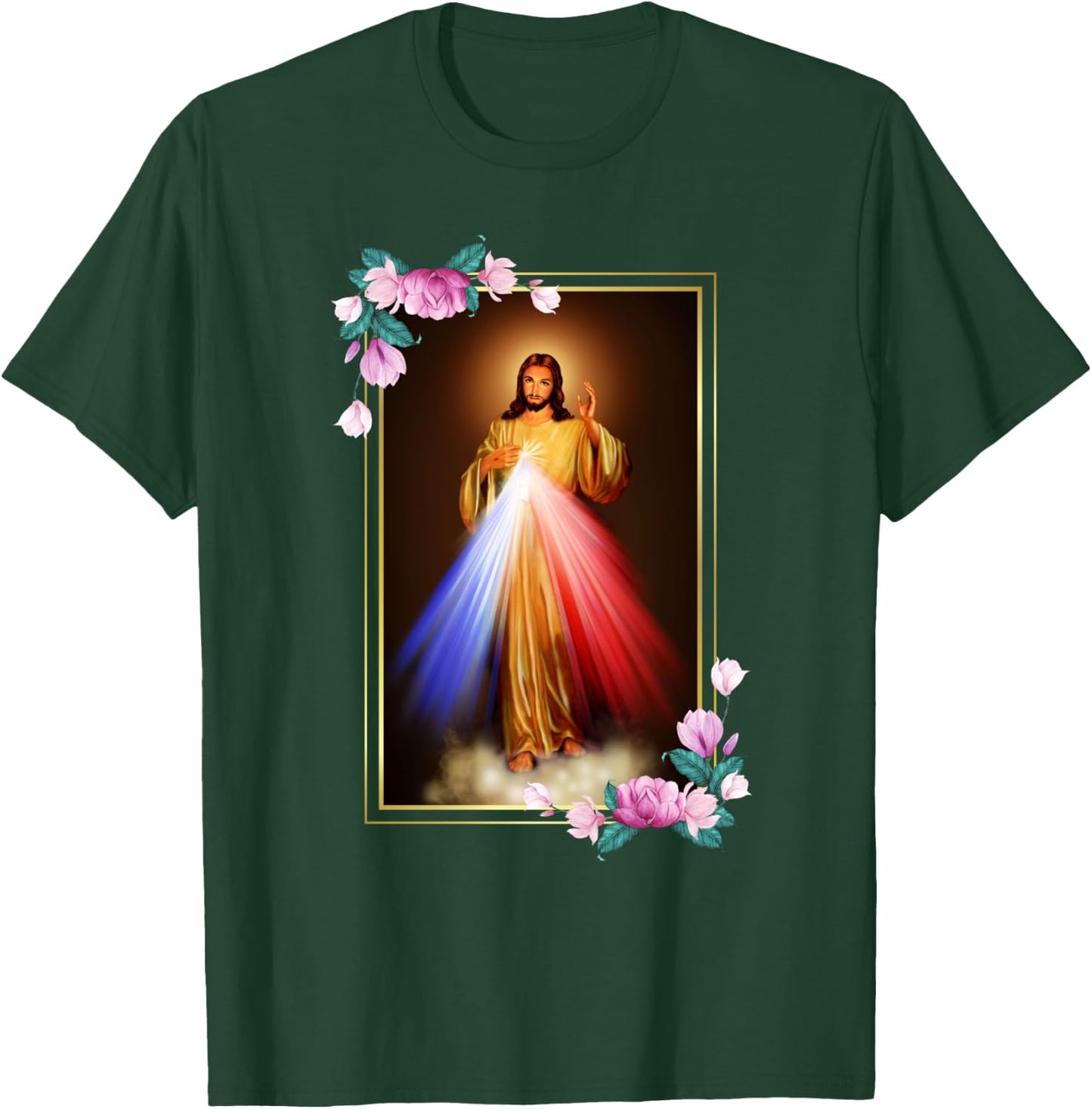 Divine Mercy Jesus Christ, Sacred Heart of Jesus Gift T-Shirt - T-Shirt | Forest