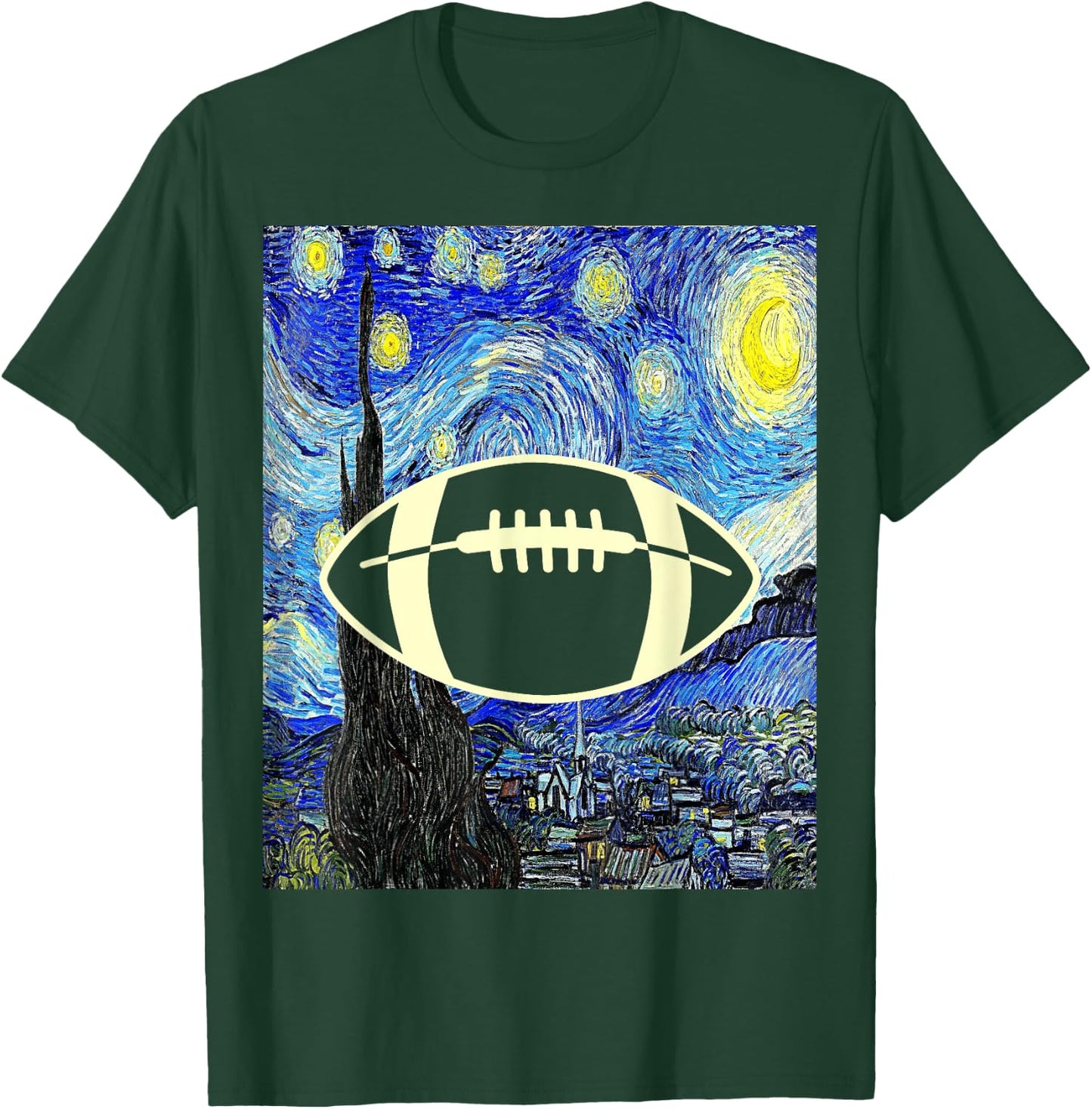 American Football Starry Night Football Lover Painting T-Shirt - T-Shirt | Forest