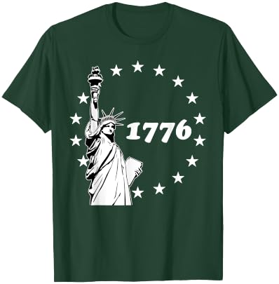 1776 Statue Of Liberty Betsy Ross American Patriotic Gift Kids Men T-Shirt - T-Shirt | Forest