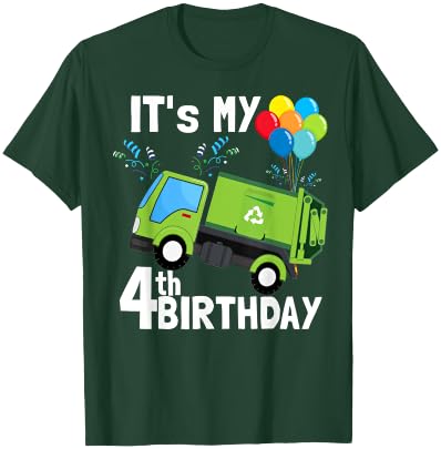 It's My 4th Birthday Garbage Truck 4 Birthday Boy Gift T-Shirt - T-Shirt | Forest