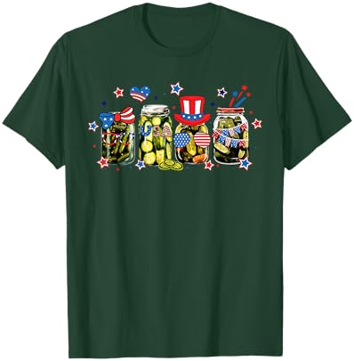 4th of July Canned Pickles Coquette Bows American Flag T-Shirt - T-Shirt | Forest