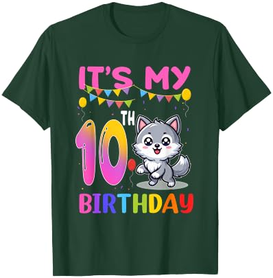10th Birthday Wolf 10 Year Old Birthday Party Wolves Lover T-Shirt - T-Shirt | Forest