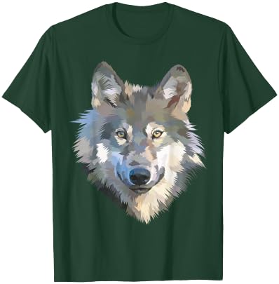 Realistic white wolf realistic animal print with T-Shirt - T-Shirt | Forest