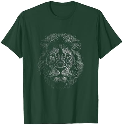 Lion Head Graphic Face Art Design T-Shirt - T-Shirt | Forest