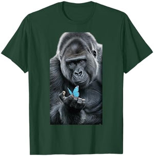 Gorilla Butterfly Artwork funny animal T-Shirt - T-Shirt | Forest