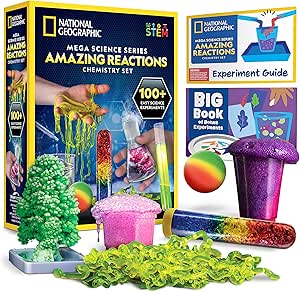 National Geographic Amazing Chemistry Set - Chemistry Kit with 100+ Science Experiments Including Crystal Growing and Reactions, Science Kit for Kids, STEM Gift Boys and Girls (Amazon Exclusive)