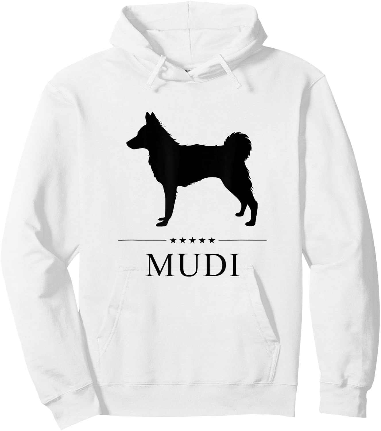 Mudi Dog Black Silhouette Hoodie - Hoodie | White