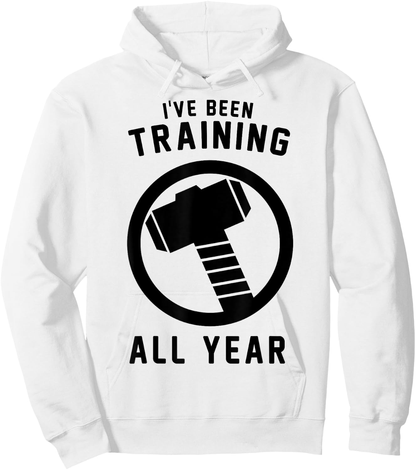 Marvel Avengers Thor I've Been Training All Year Hammer Logo Hoodie - Hoodie | White