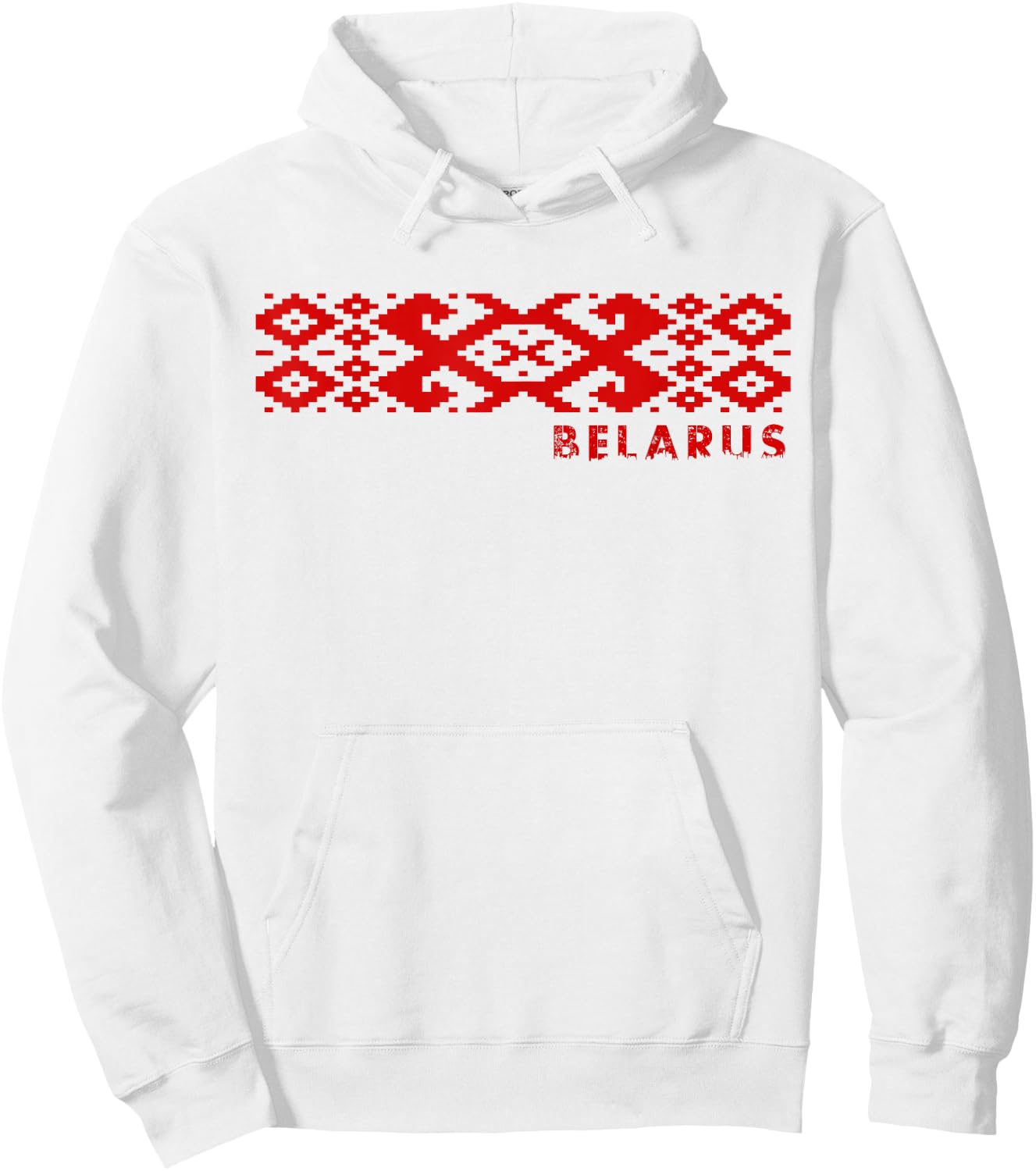 Belarus National Ornament Pattern Old Flag Pagonya Hoodie - Hoodie | White