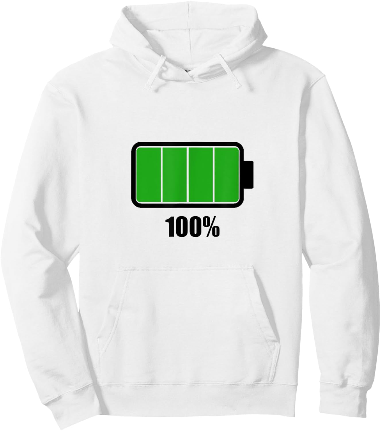 Battery 100% [100% remaining] Battery battery full Hoodie - Hoodie | White