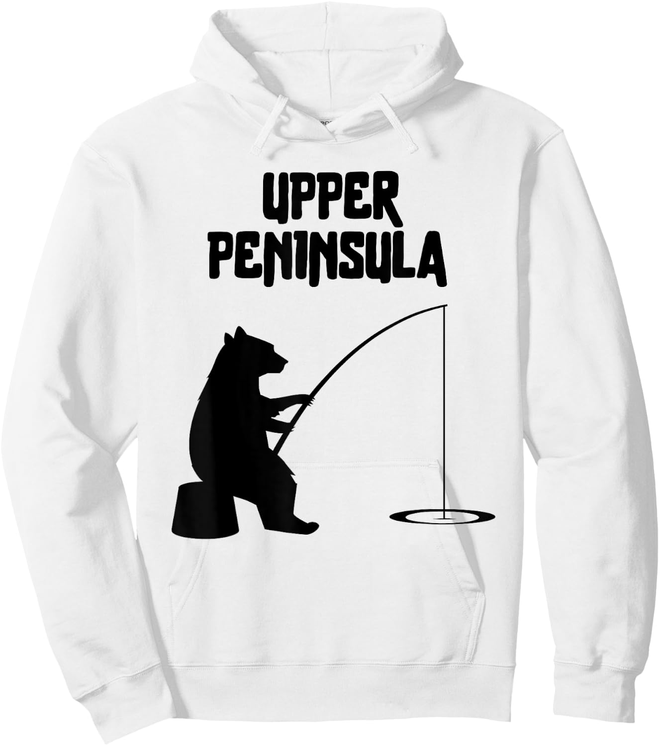 Upper Peninsula Bear Gift | MI Bear Fishing for fisherman Hoodie - Hoodie | White