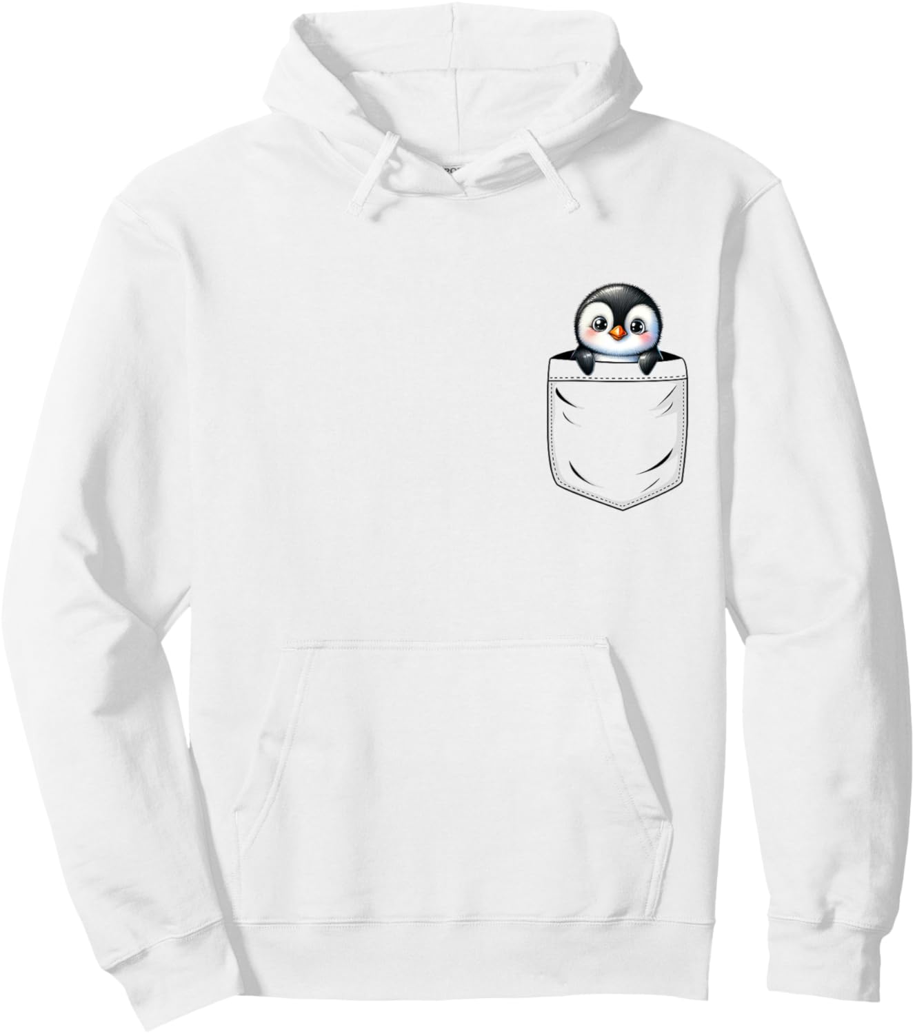 Penguin Lovers Cute Funny Penguin In Pocket , Small, Grey Hoodie - Hoodie | White