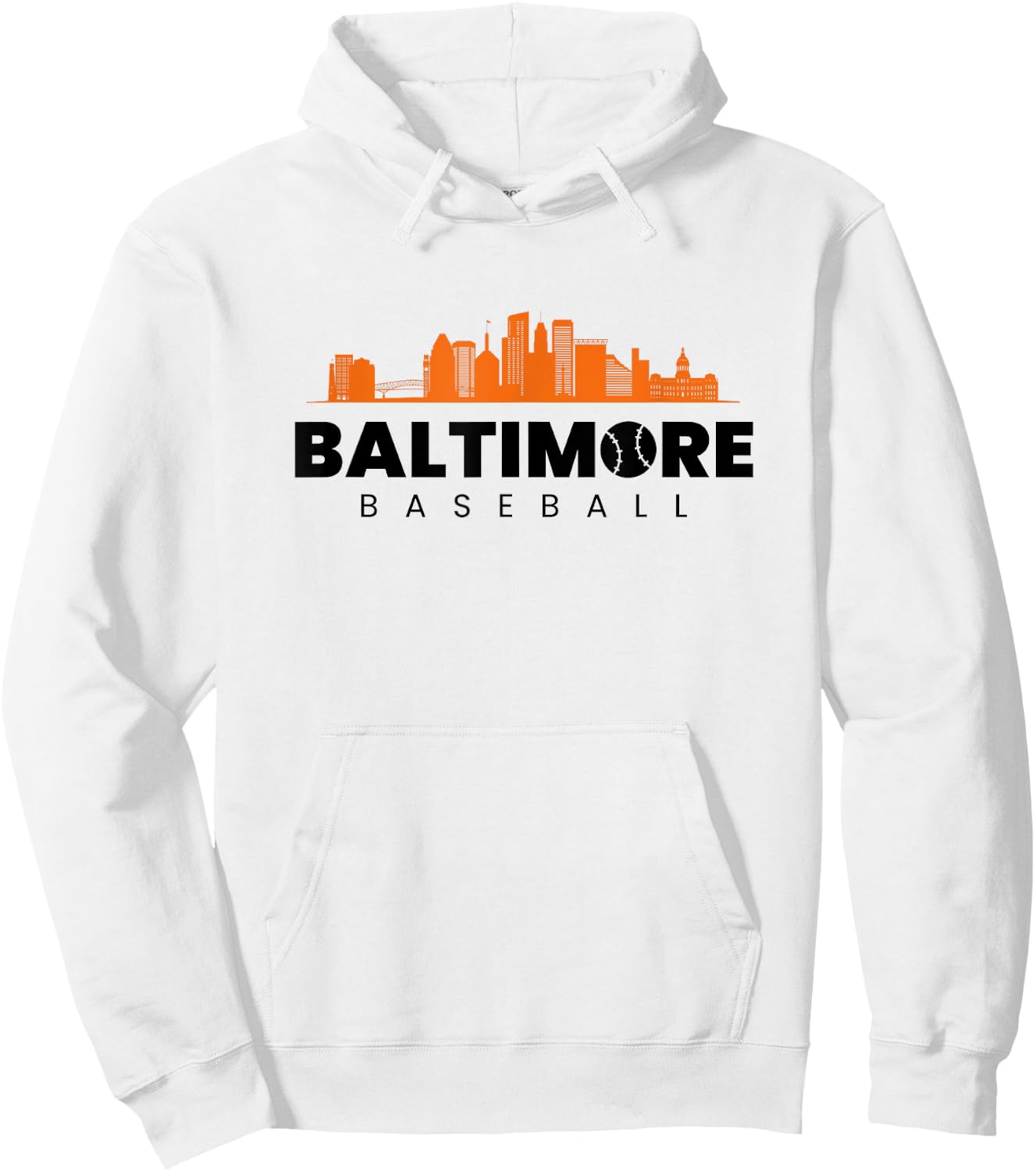 Baltimore Baseball Minimalist City Skyline Baseball Lover Hoodie - Hoodie | White