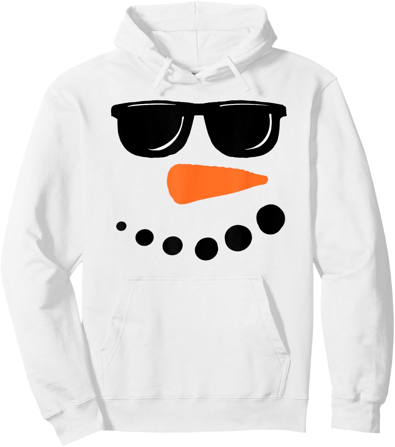 Funny Christmas Winter Snowman Face Carrot Nose Sunglasses Hoodie - Hoodie | White