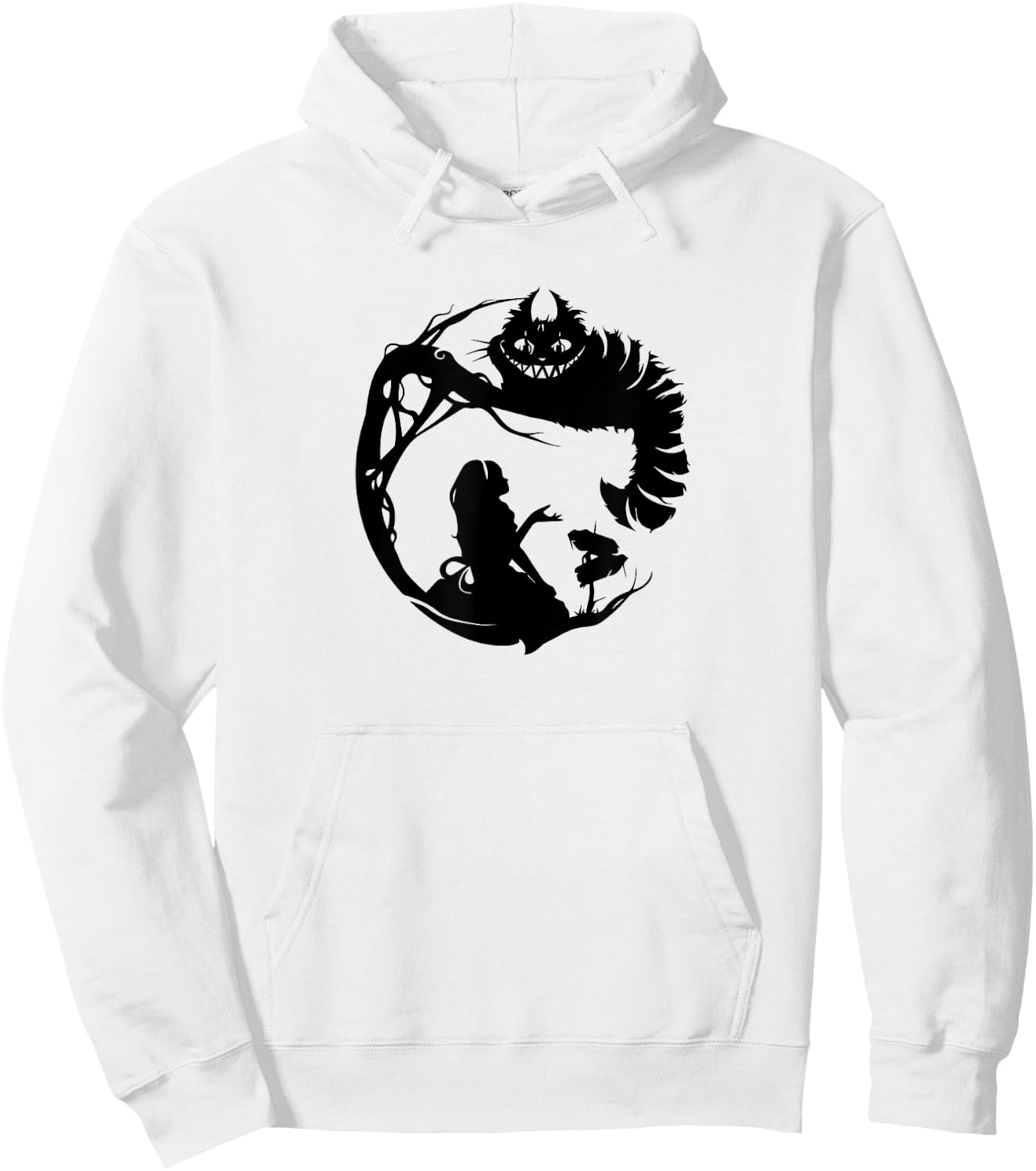 Alice in Wonderland and the Cheshire Cat silhouette Hoodie - Hoodie | White
