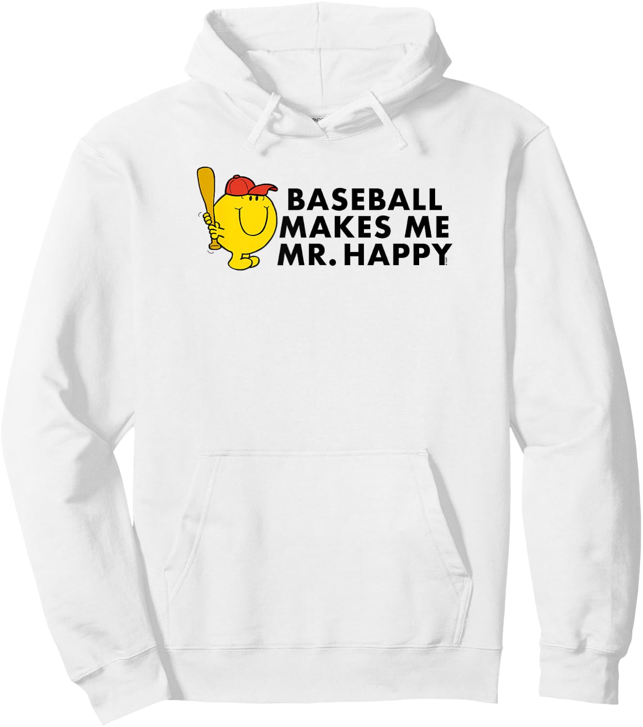 Mr. Men Little Miss Baseball Makes Me Mr Happy Hoodie - Hoodie | White