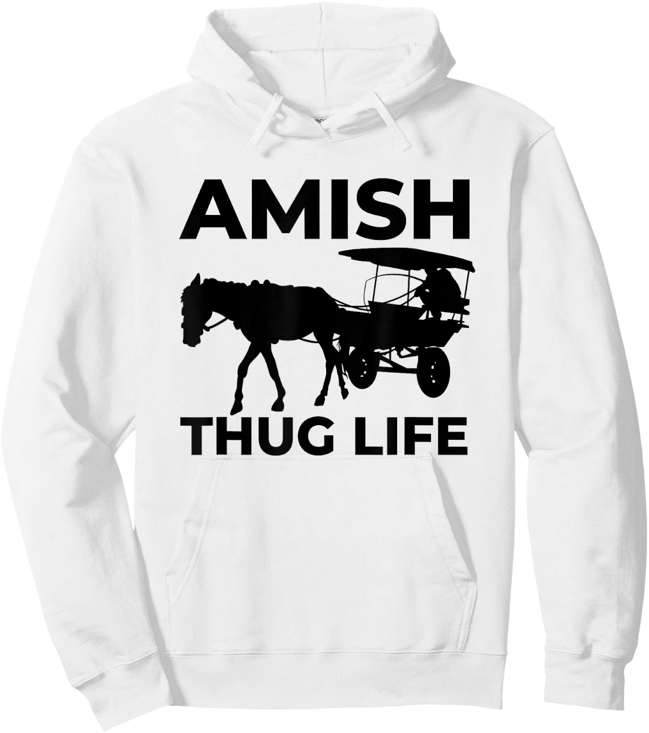 Amish Thug With Horse & Buggy Gangster Hoodie - Hoodie | White