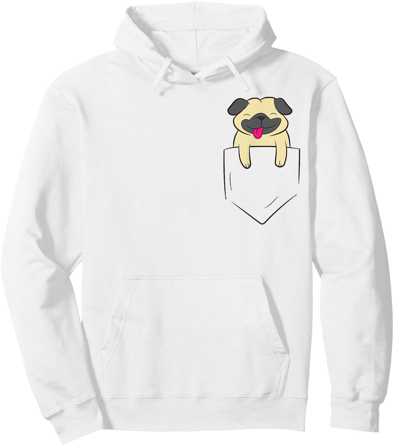 Pug Dog In Pocket Cute Pocket Pug Dog Hoodie - Hoodie | White