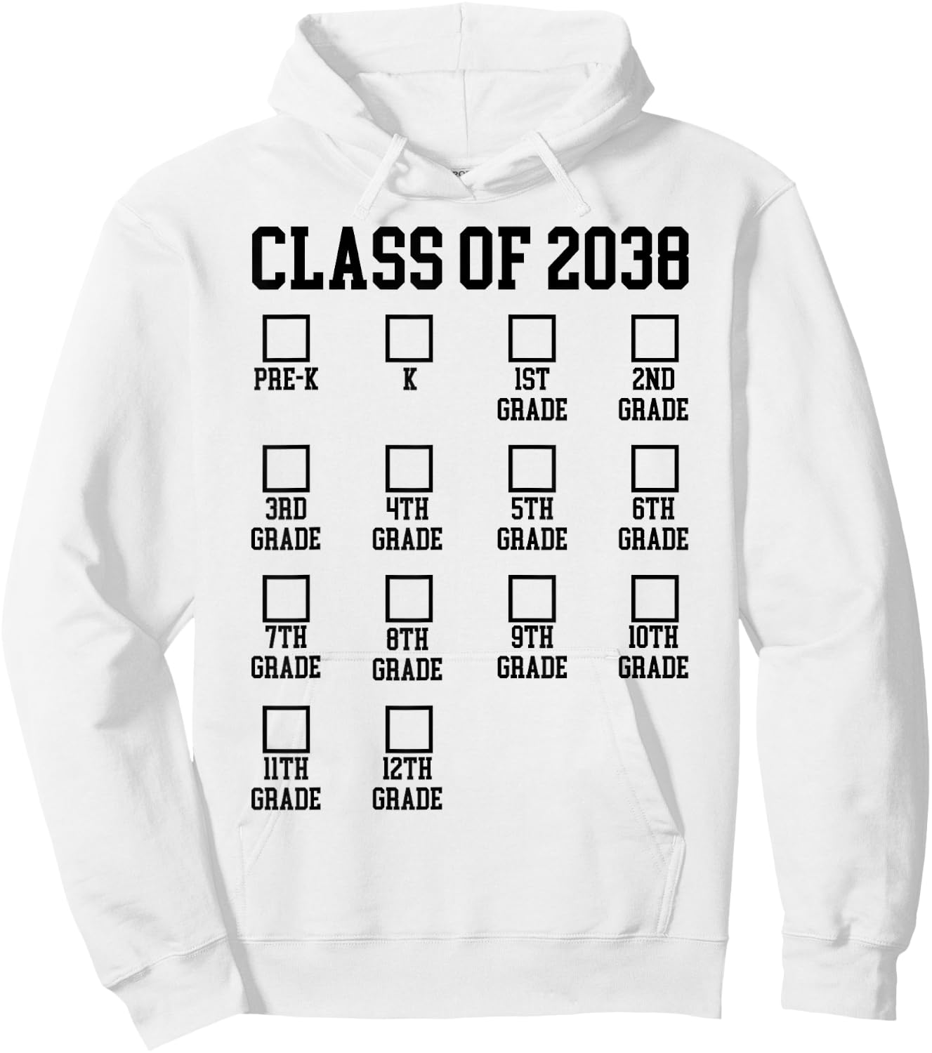Class of 2038 Grow with me Checklist Graduation Hoodie - Hoodie | White