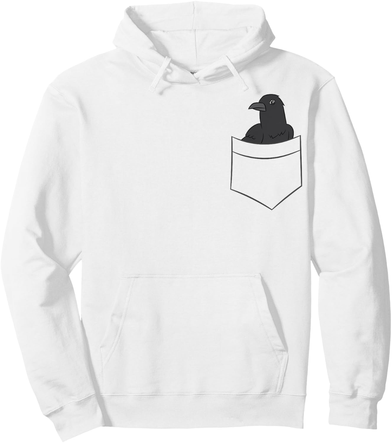 Cute Crow In A Pocket Funny Pocket Crows Raven In Pocket Hoodie - Hoodie | White