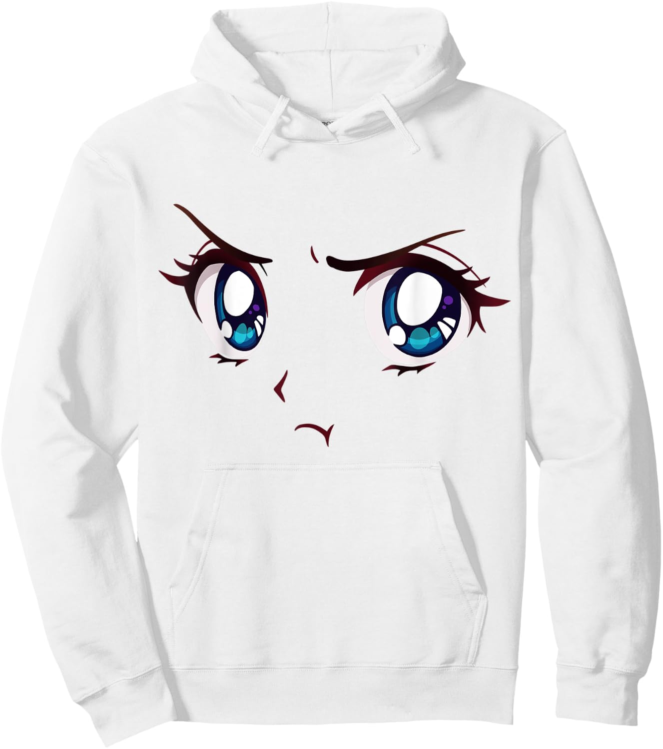 Angry Anime Eyes Shirt Face Mood Aesthetic Anime Merch Hoodie - Hoodie | White