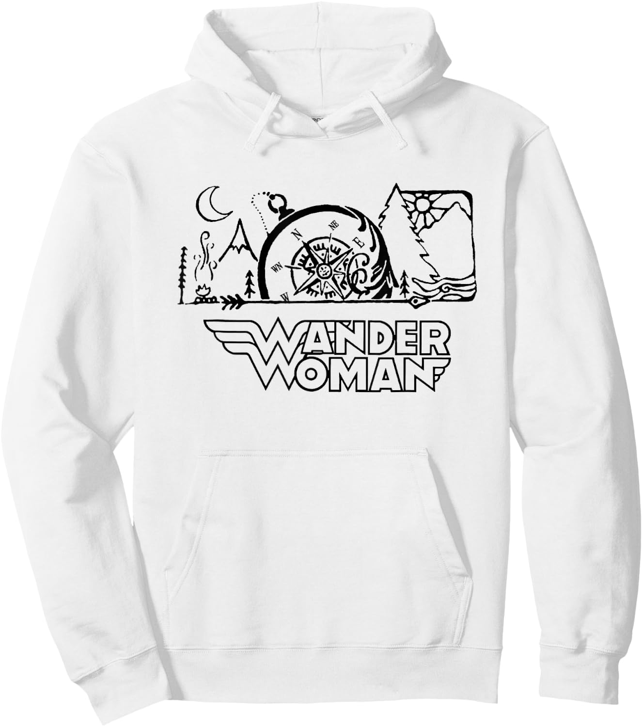 Wander Woman Compass Camping Hiking Mountain Outdoor Lover Hoodie - Hoodie | White