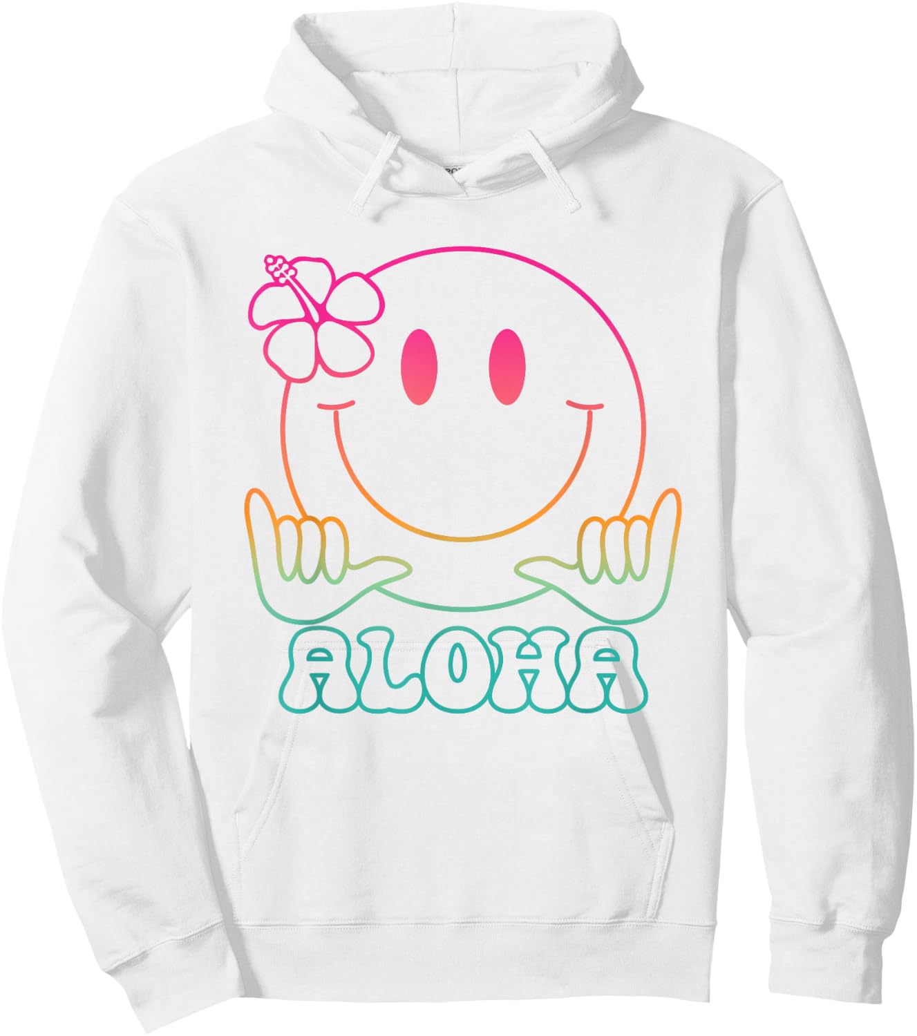 Aloha Hawaiian Cute Smile Face Shaka Hibiscus Kids Girls Hoodie - Hoodie | White