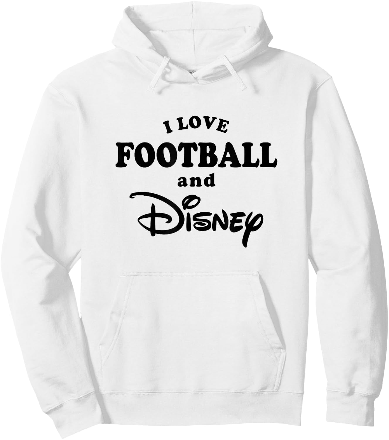 Disney I Love Football And Disney Bold Text Big Chest Logo Hoodie - Hoodie | White