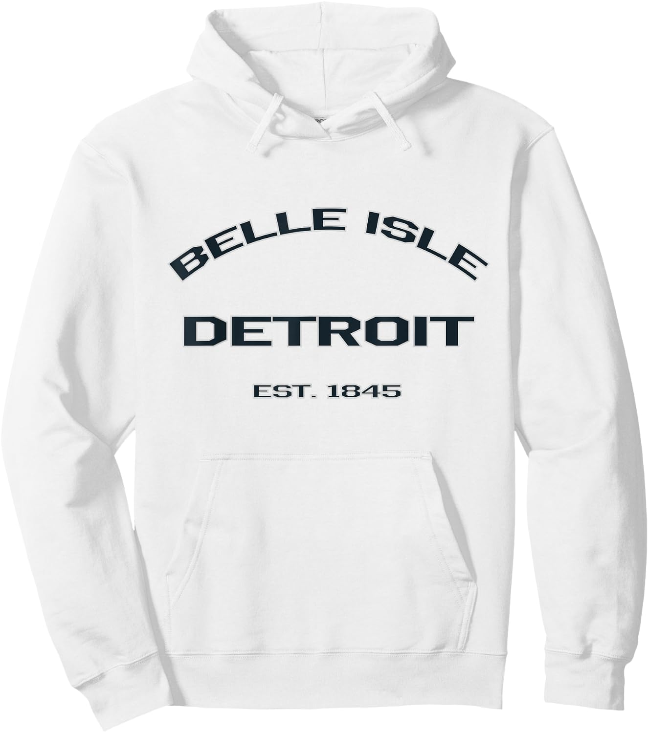Belle Isle Detroit Dark Lettering Landmark Hoodie - Hoodie | White