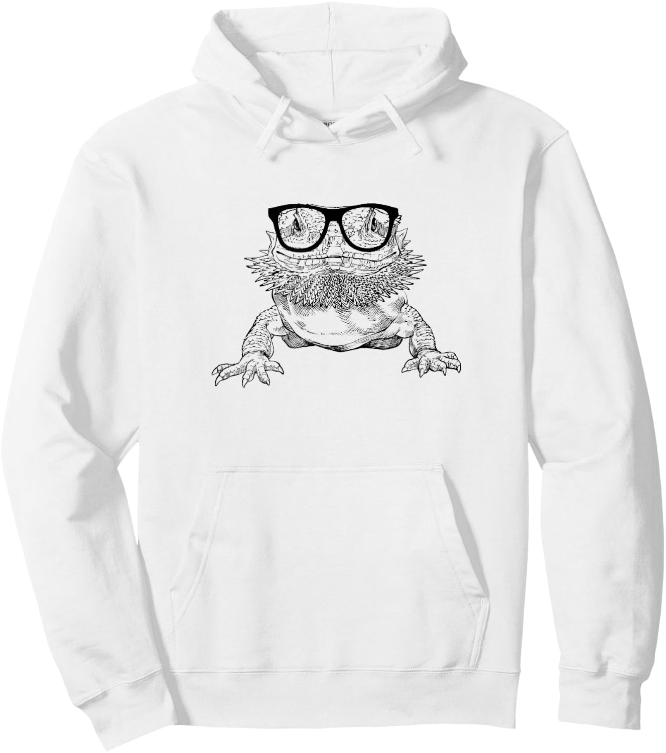 The Pawster Bearded Dragon Nerdy Glasses Animal Hoodie - Hoodie | White