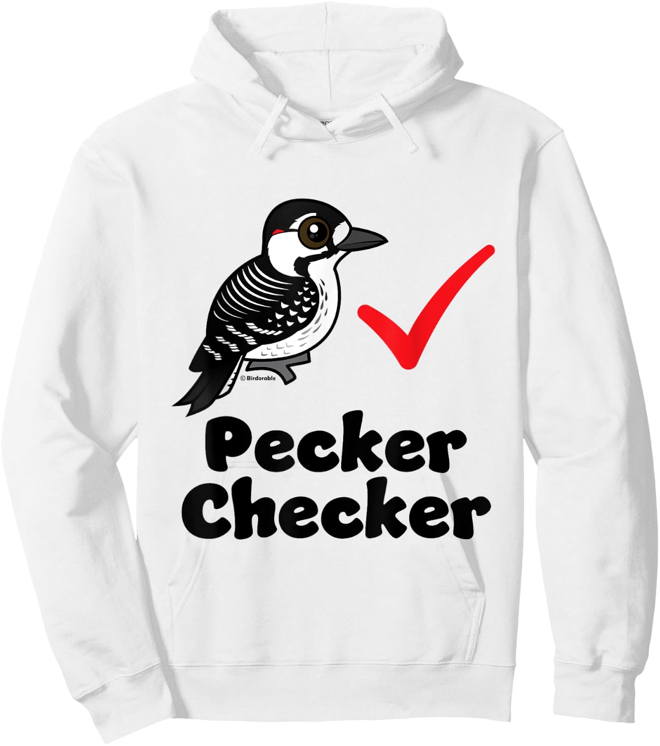 Cute Cartoon Red-cockaded Woodpecker Checker Funny Birder Hoodie - Hoodie | White