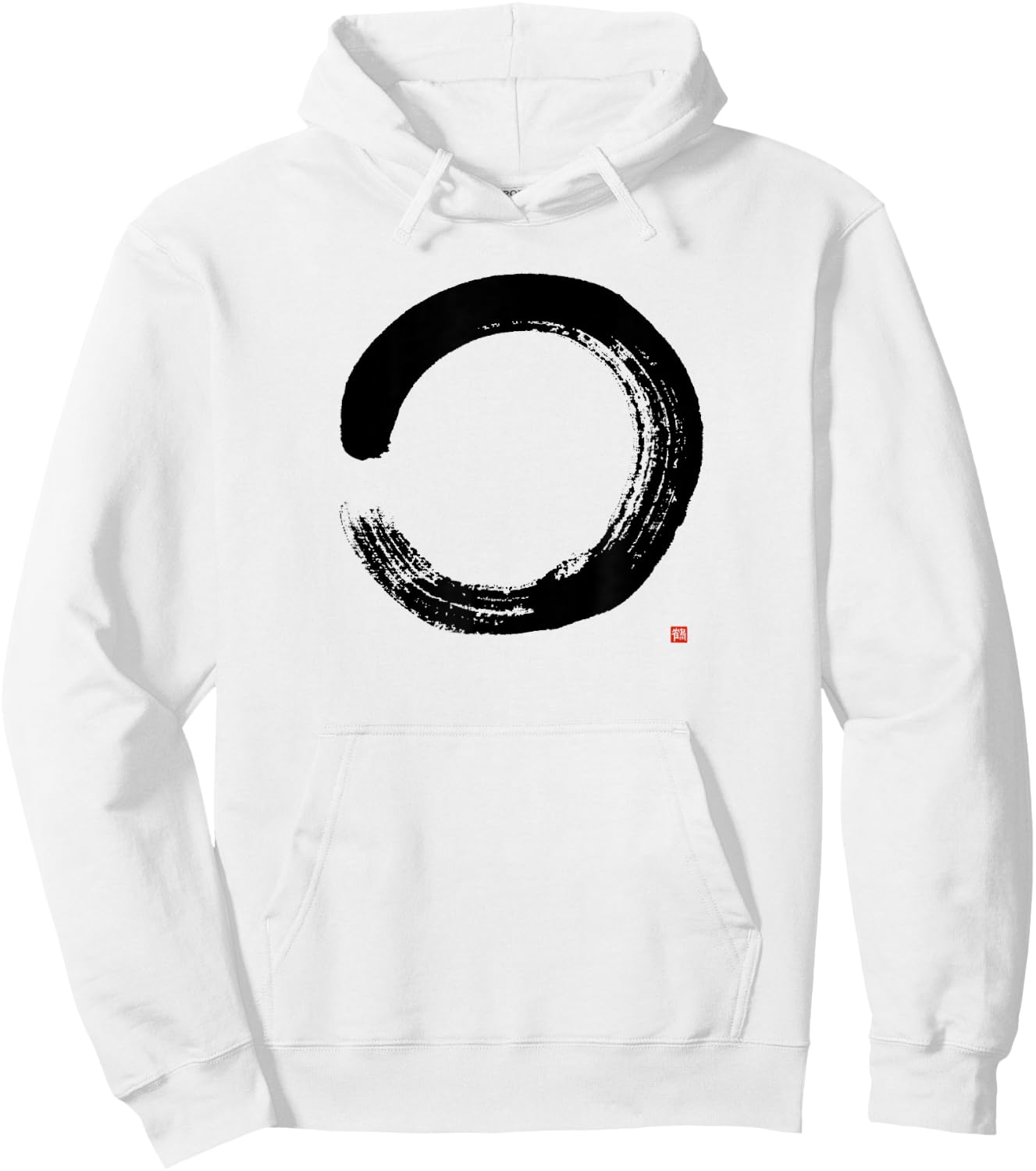 Zen Enso Circle Hand-brushed Japanese Zen Enso Calligraphy Hoodie - Hoodie | White