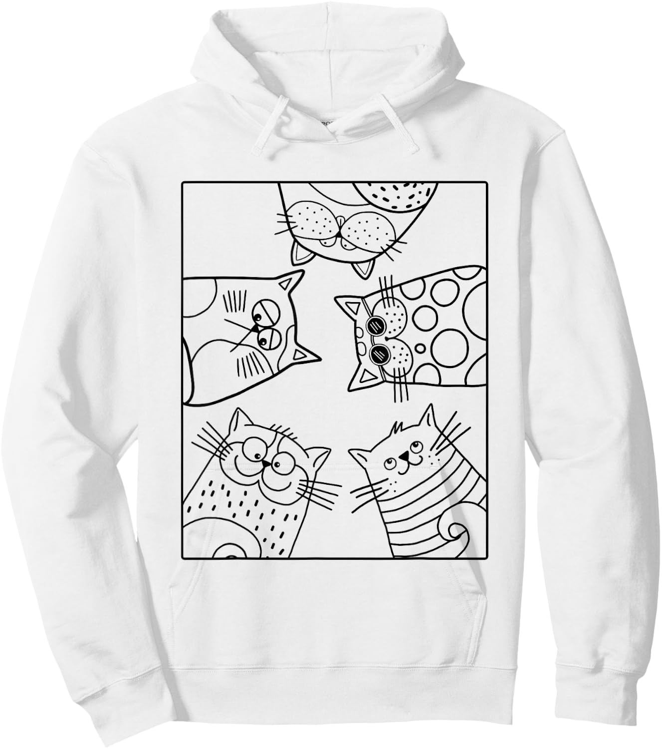 Coloring shirt for kids. Funny cats DIY to paint on Hoodie - Hoodie | White