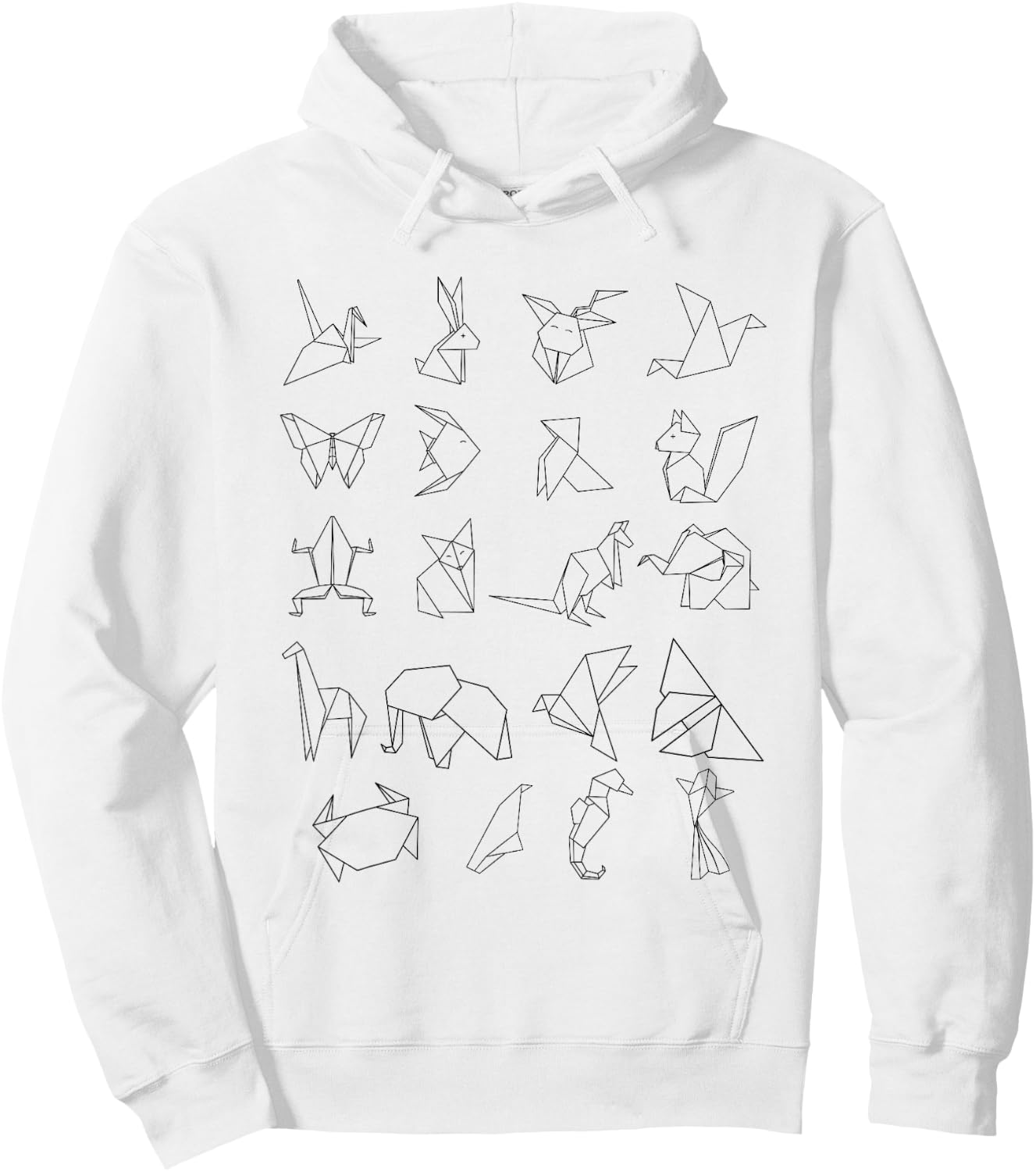 Origami Animal Set Japanese Otaku Japan Paper Minimalist Art Hoodie - Hoodie | White