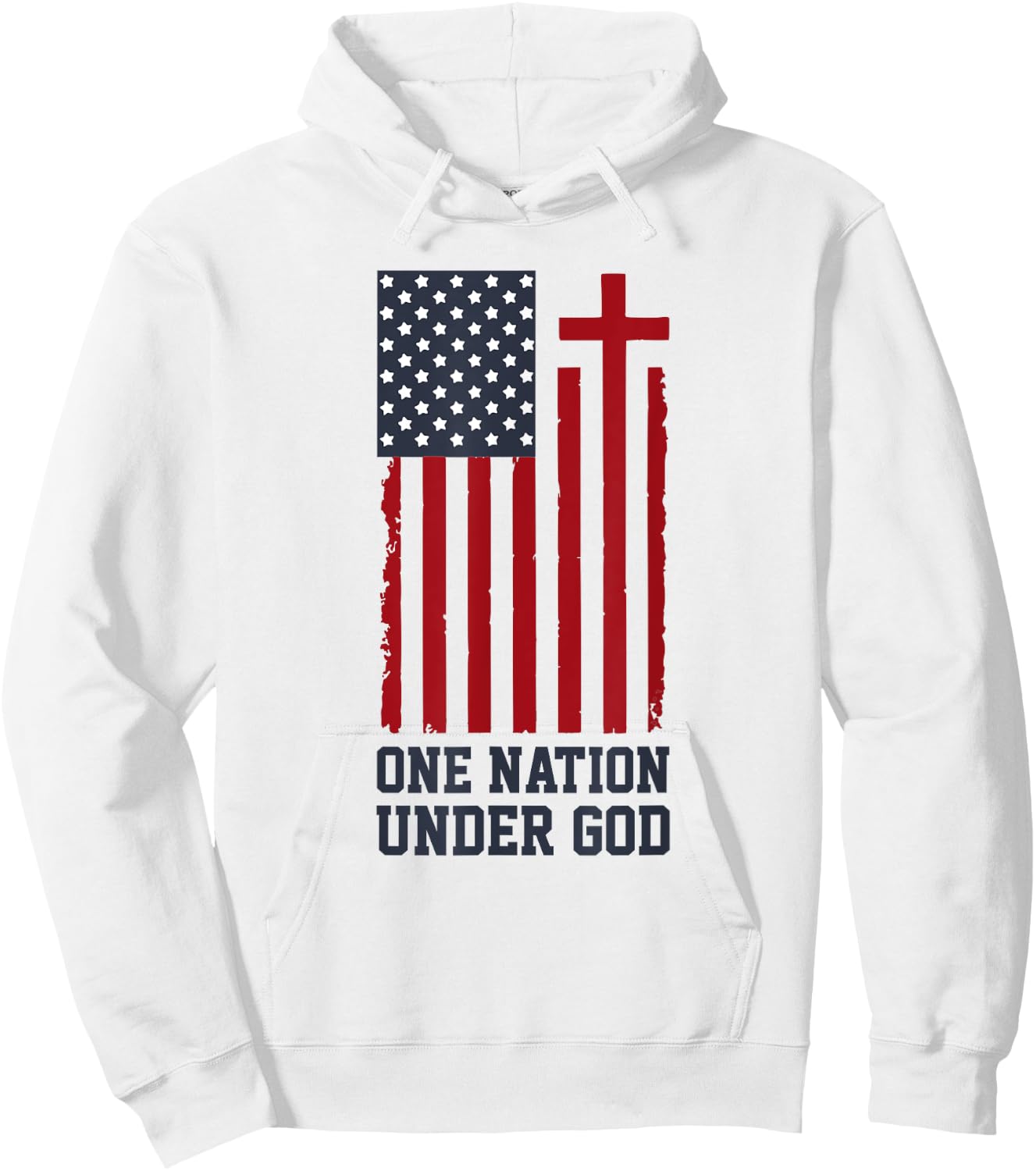 Patriotic Christian American Flag - One Nation Under God Hoodie - Hoodie | White