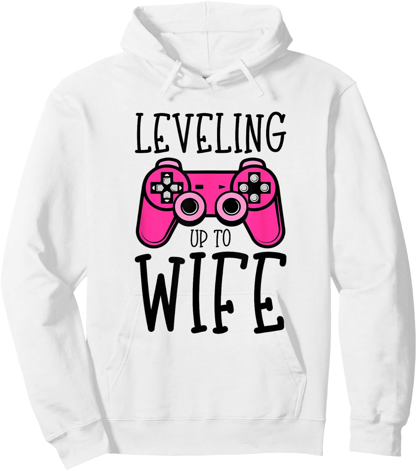 Cute Leveling up to Wife Gaming Funny Gamer Wedding Engaged Hoodie - Hoodie | White