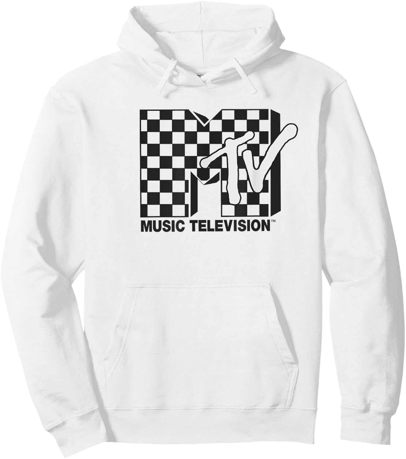 MTV Checkered Logo Hoodie - Hoodie | White