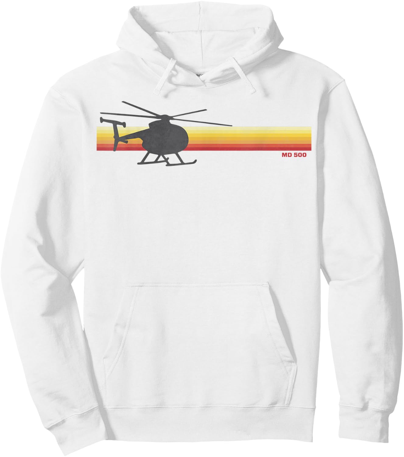 MD 500 Vintage Helicopter Pilot Silhouette Sunset Hughes 500 Hoodie - Hoodie | White