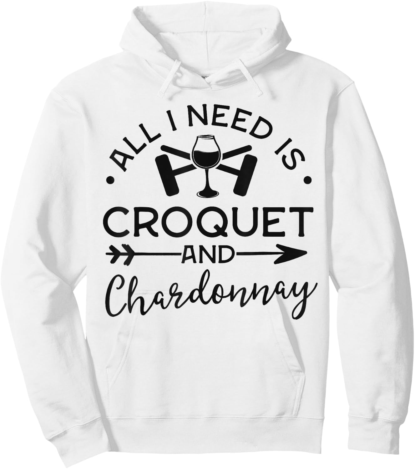 Croquet Shirts Club Gift Croquet And Chardonnay Hoodie - Hoodie | White