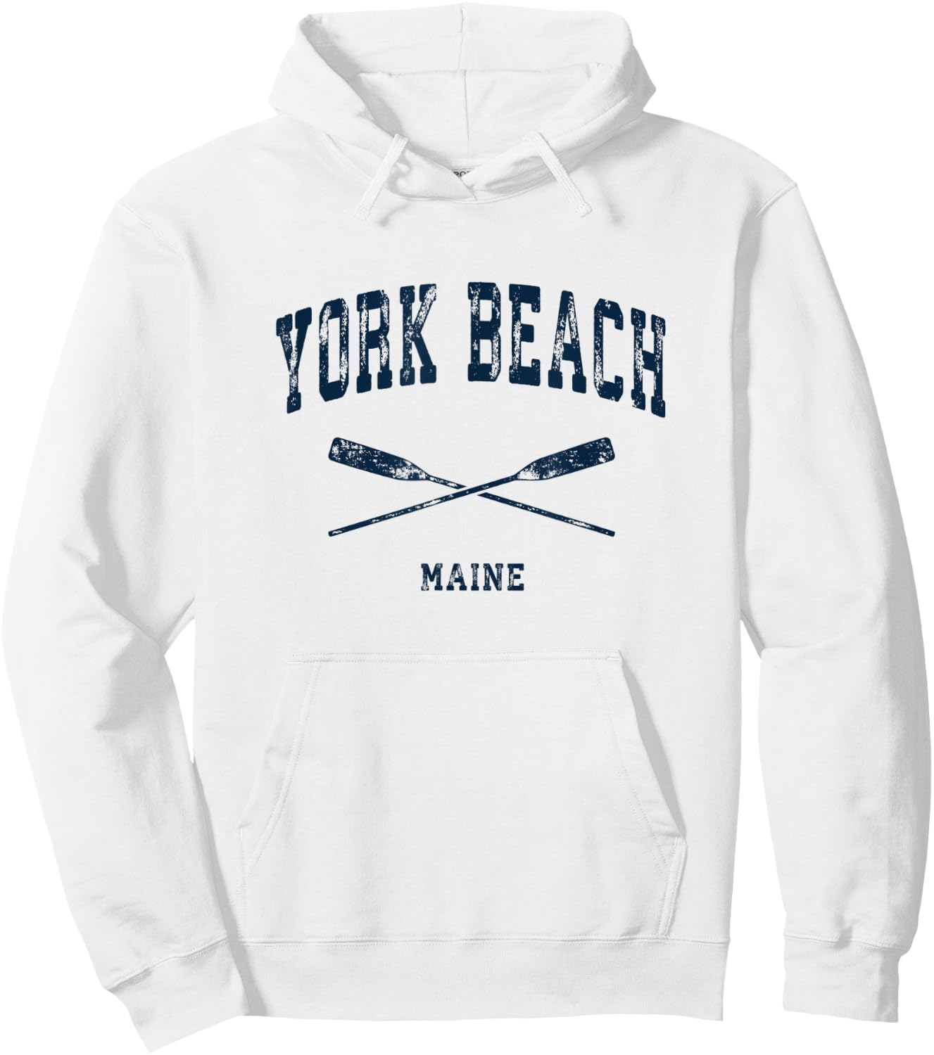 York Beach Maine Vintage Nautical Crossed Oars Navy Men Women Kids Hoodie - Hoodie | White